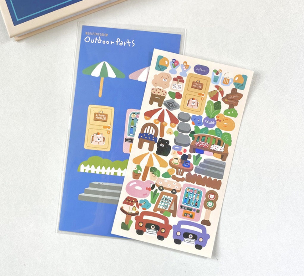 Kawaii cartoon bear sticker sheet, card making stickers