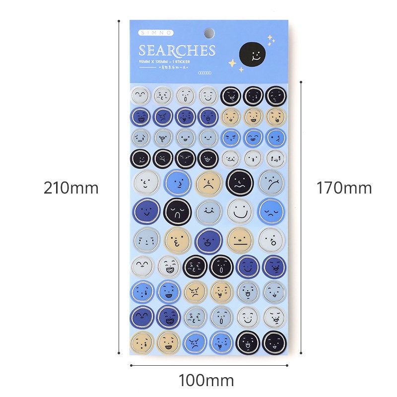 Kawaii mood tracker stickers, stars and heart deco sticker sheet