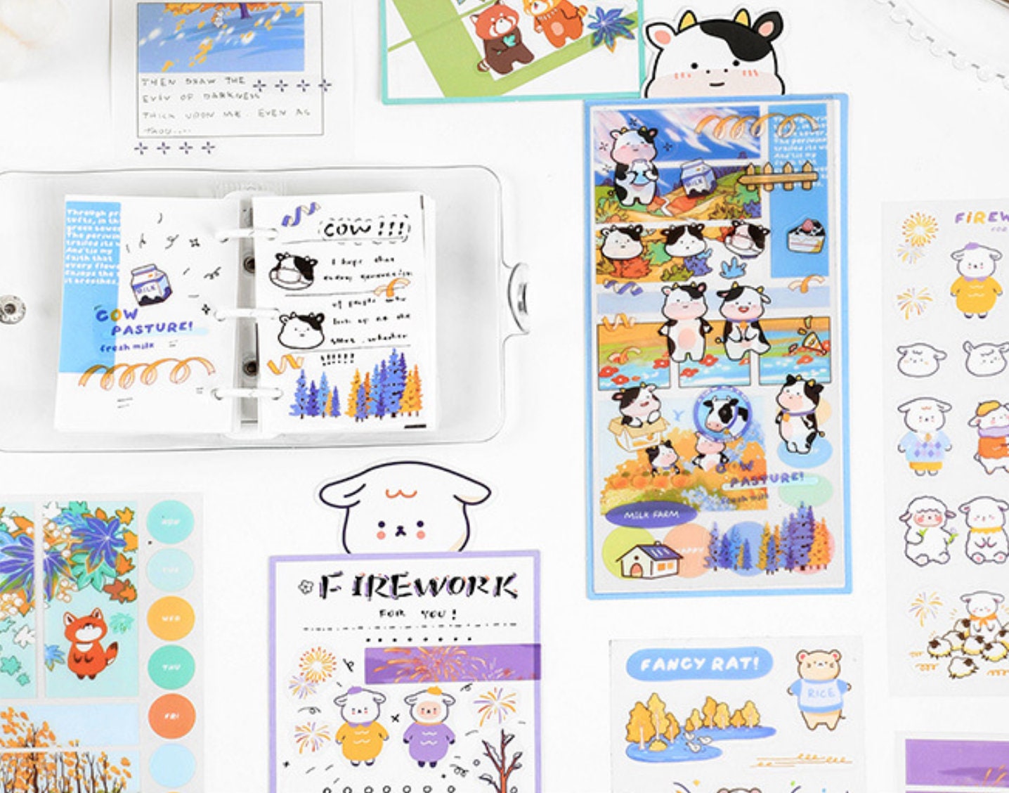Kawaii animal deco sticker sheet, PET stickers