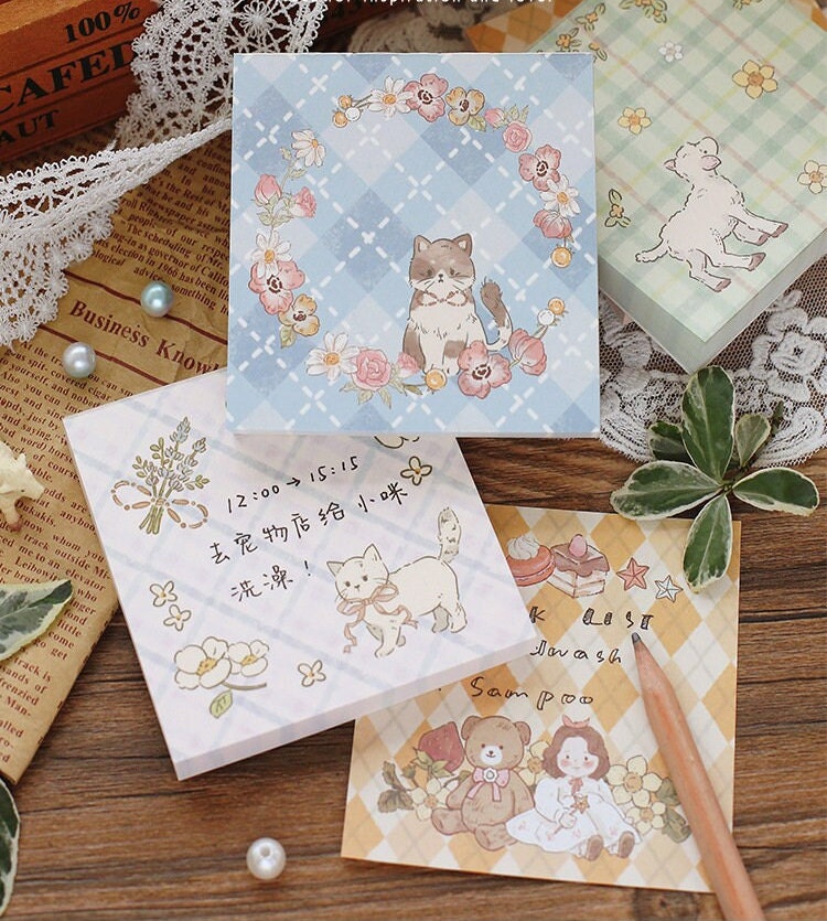 Non-Sticky Animal Grid Memo Pad