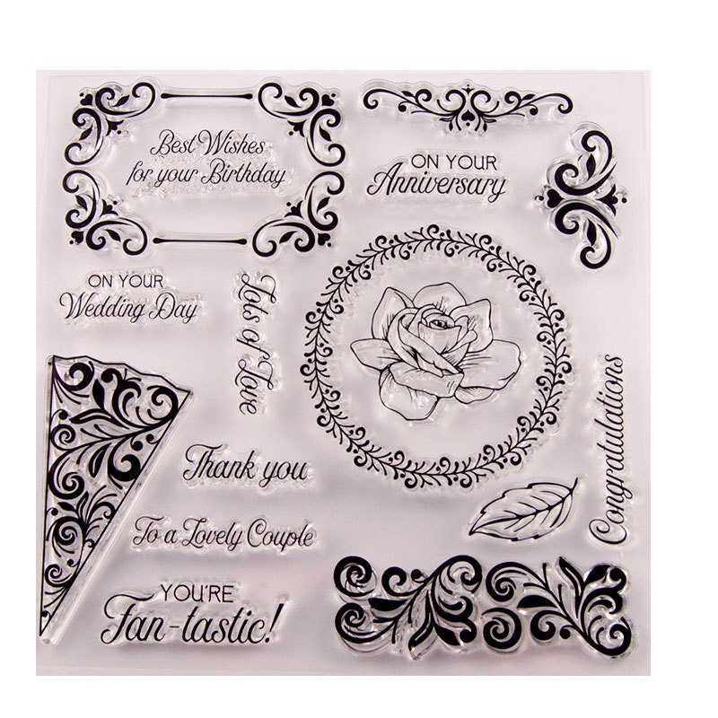 Clear Floral Border Stamp Set