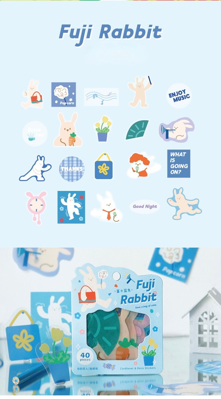 PET Bunny and Bear Deco Stickers