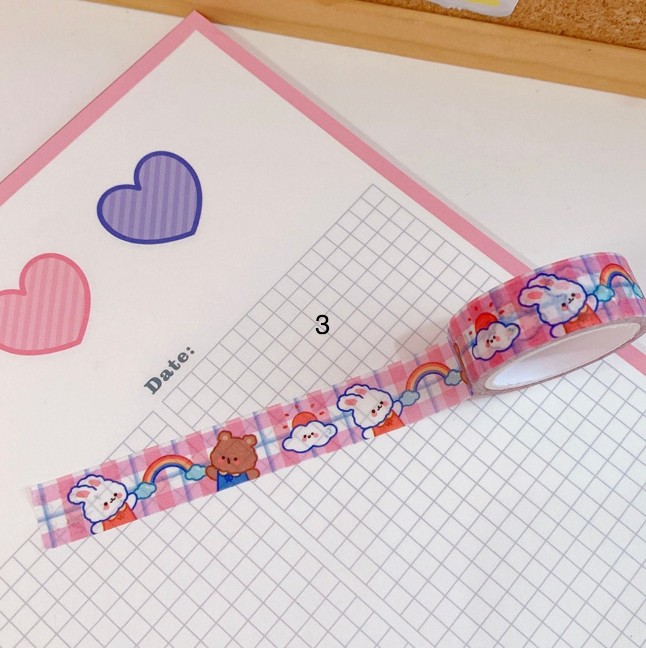 Kawaii bear bunny washi tape,  scrapbooking, journal decor washi tape