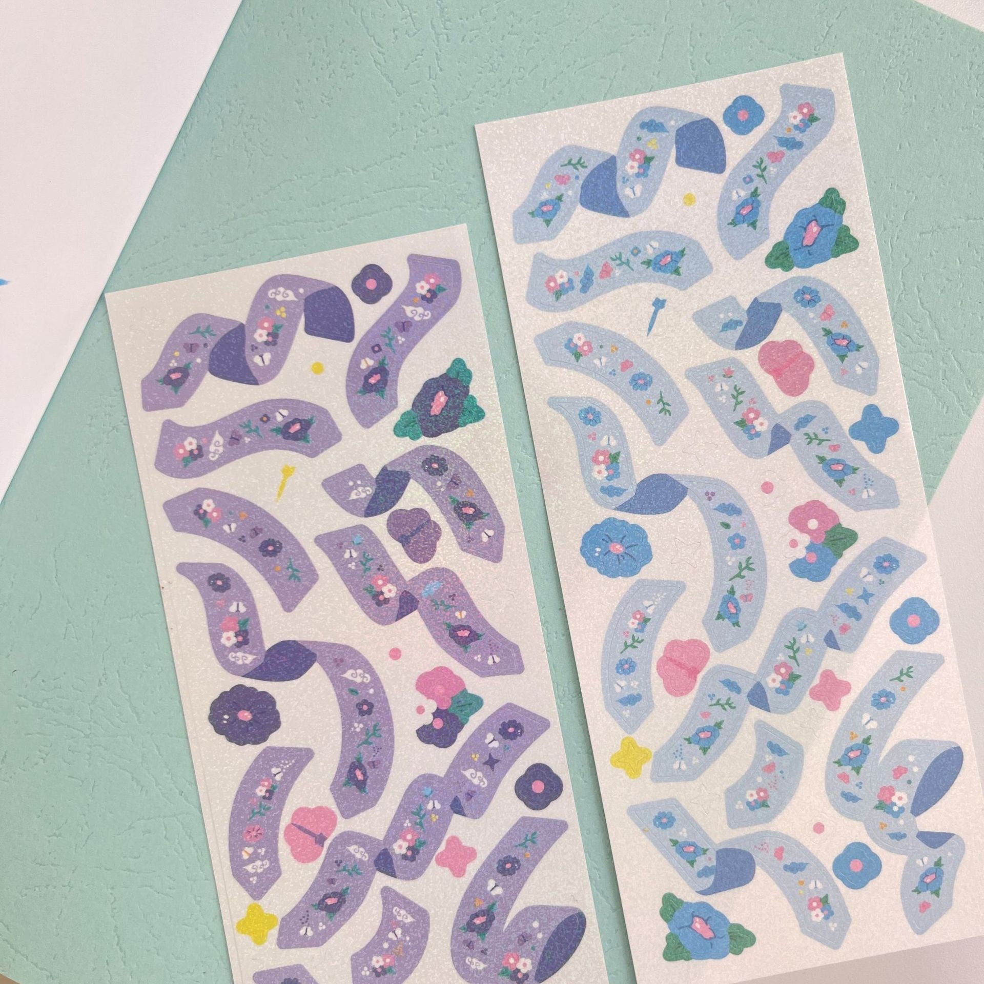Flower ribbon sticker sheet