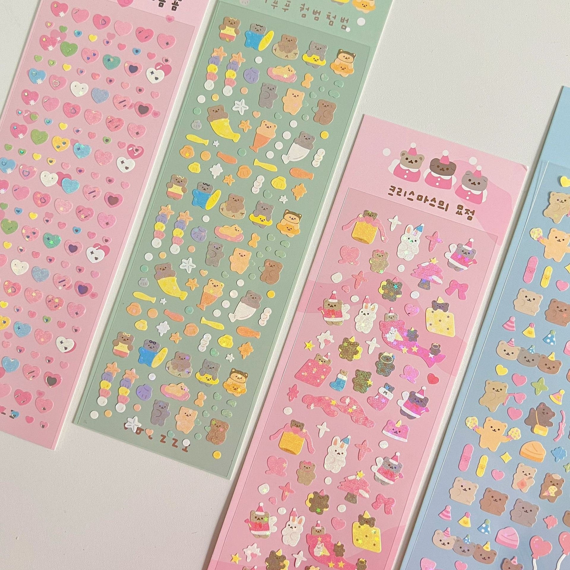 Kawaii Bear and Bunny Deco Stickers, Photo Card Deco Stickers, Toploader Deco  Sticker 
