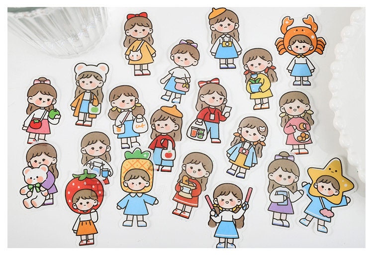 Cute girl sticker pack, cool guy stickers, boy and girl stickers, OOTD sticker, scrapbooking stickers