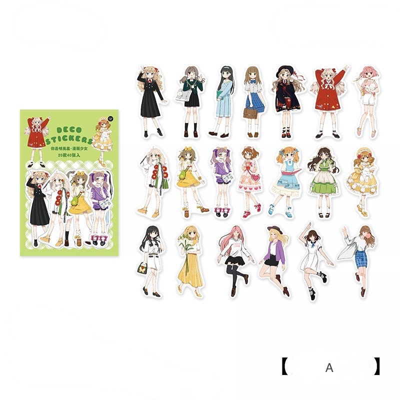 Cute girl sticker pack, cool guy stickers, boy and girl stickers, OOTD sticker, scrapbooking stickers