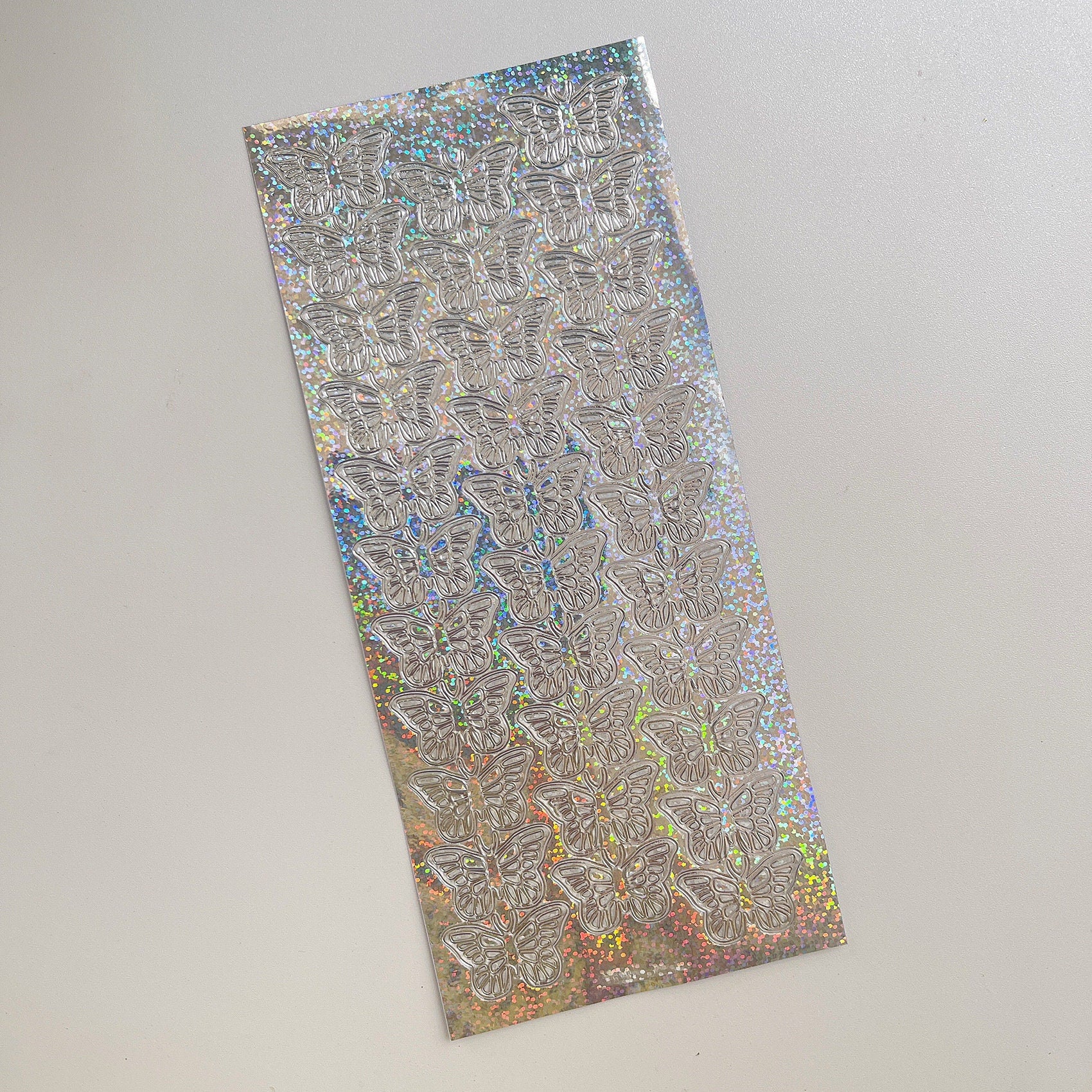 Metalic butterfly deco sticker sheet, holographic card making sticker