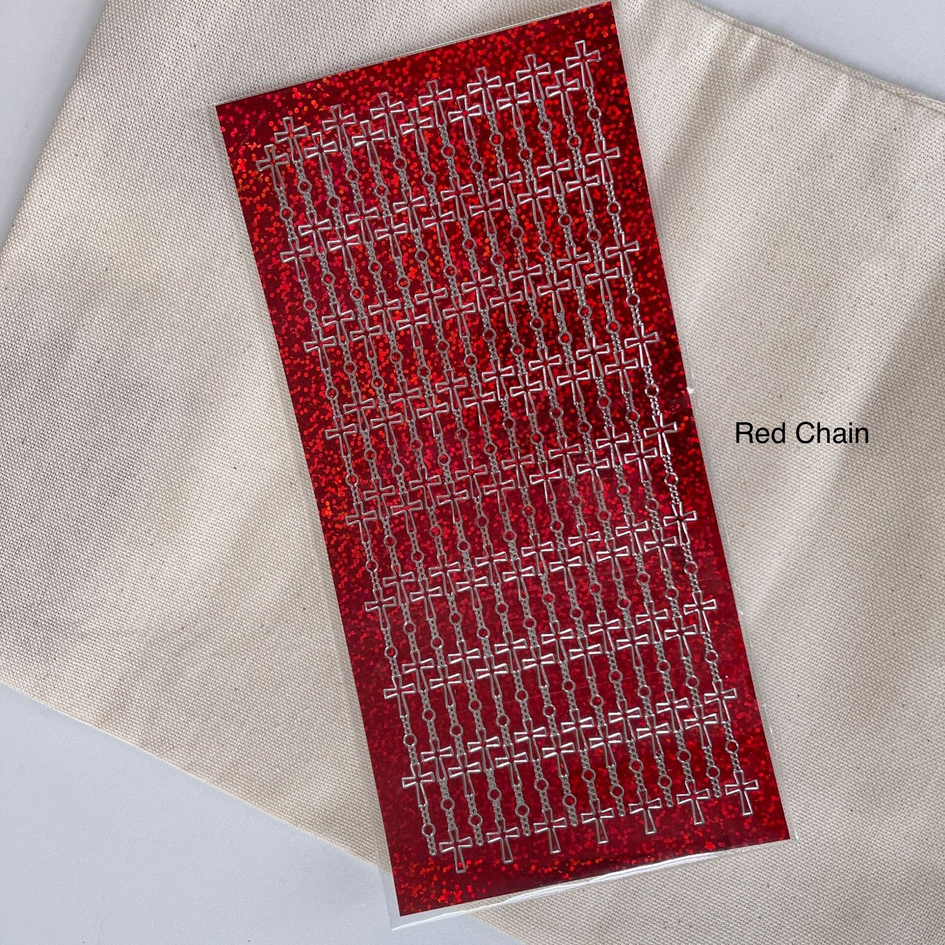 Metalic toploader deco sticker sheet, holographic card making sticker, moon and star sticker, chain stickers