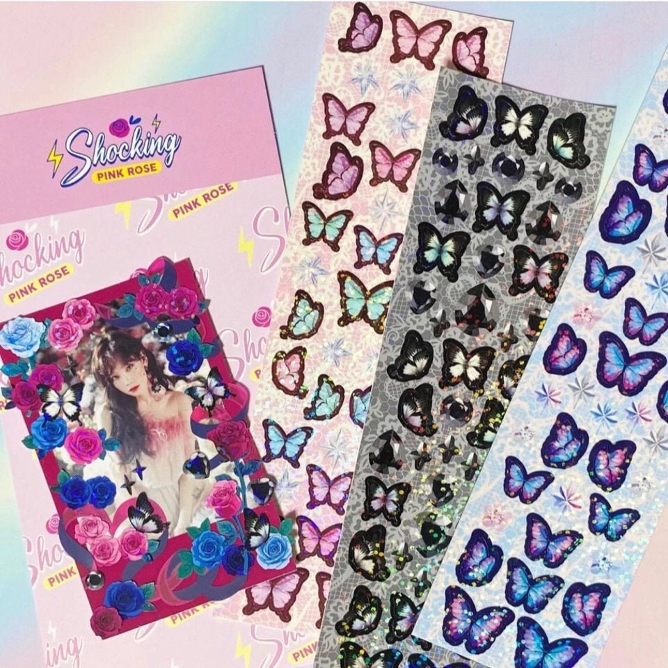 Sparkling Butterfly Sticker Sheet for Scrapbooking and Journaling