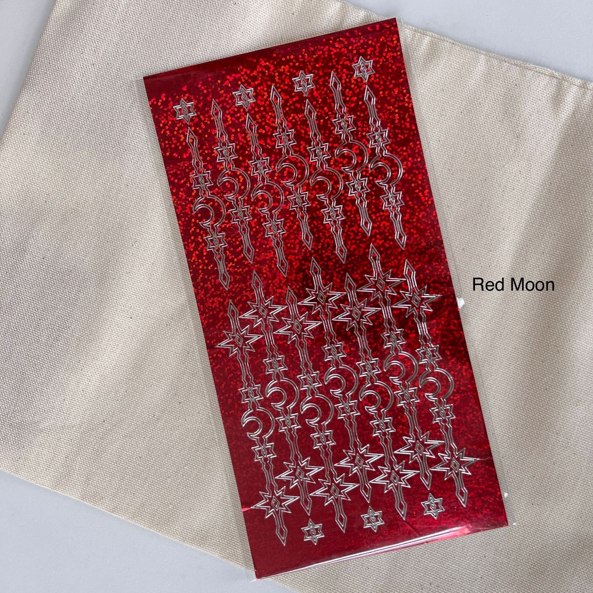 Metalic toploader deco sticker sheet, holographic card making sticker, moon and star sticker, chain stickers