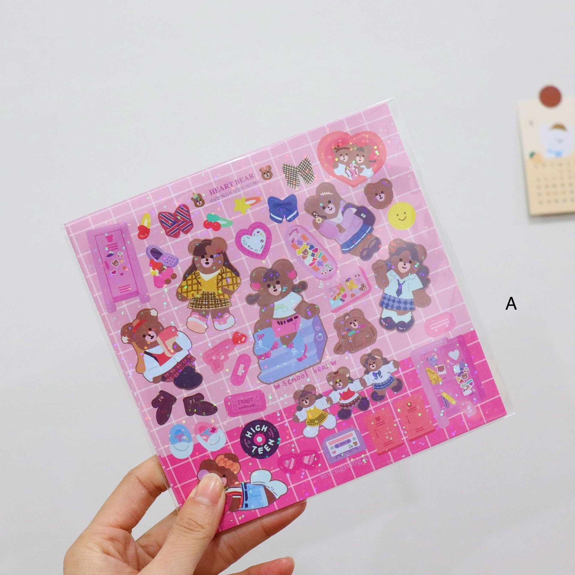 Kawaii bear deco sticker, polco sticker, card making deco sticker sheet
