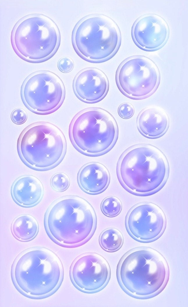 Holographic bubble deco sticker sheet, card making deco sticker