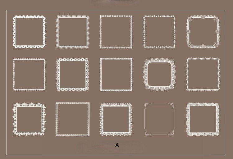 PET Lace Frame Scrapbooking Sticker Pack