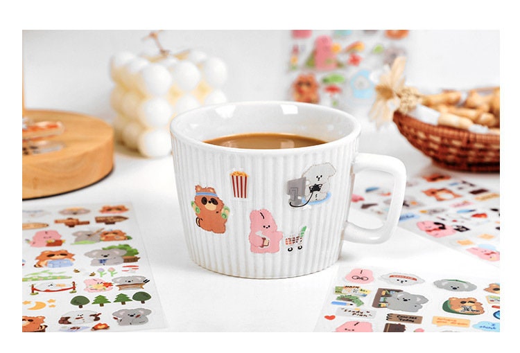 Kawaii animal deco sticker, travel sticker, daily life sticker, planner sticker