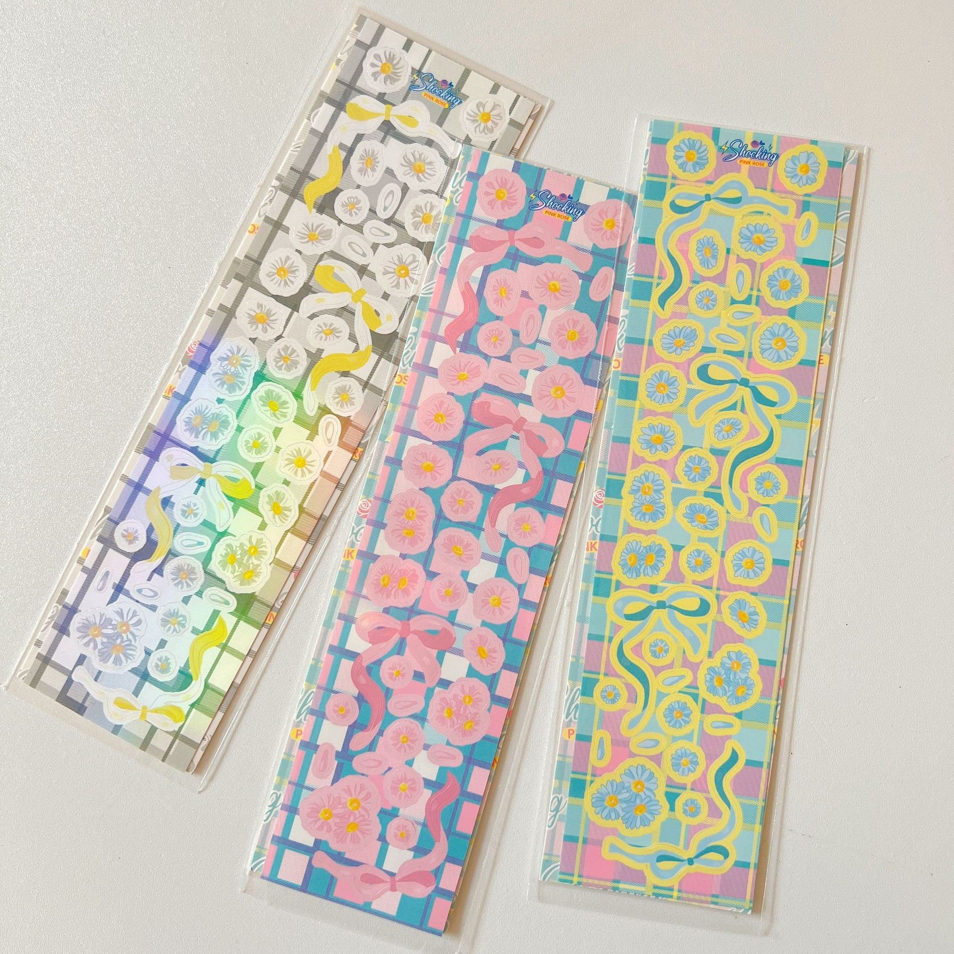 Daisy sticker sheet, holo ribbon deco sticker sheet
