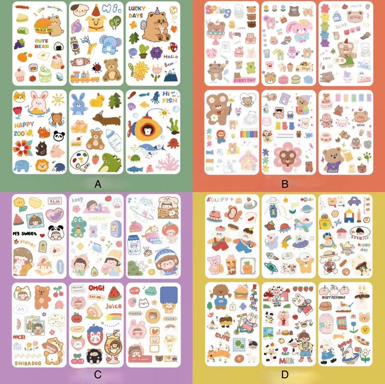 Kawaii girl sticker sheet, PET deco sticker sheet, food band beverage sticker sheet