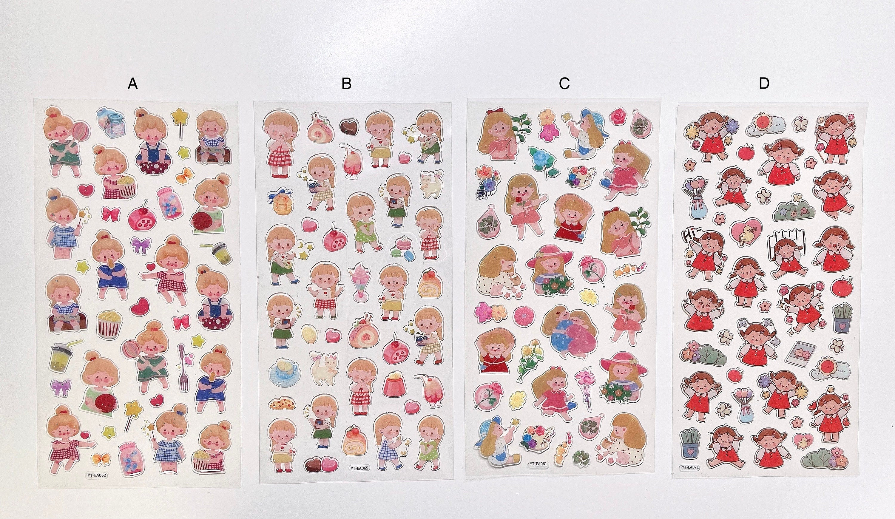 Kawaii little girl epoxy sticker sheet
